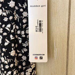 Steve Madden Girl Black Dress with White Floral Design